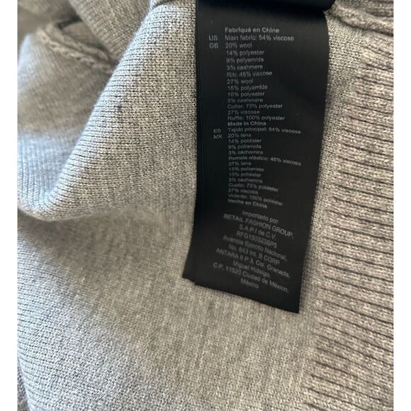 Sandro Etienne Collared Sweater Gray Black Cardigan Knit Sweater Wool Blend S/M - Picture 5 of 7